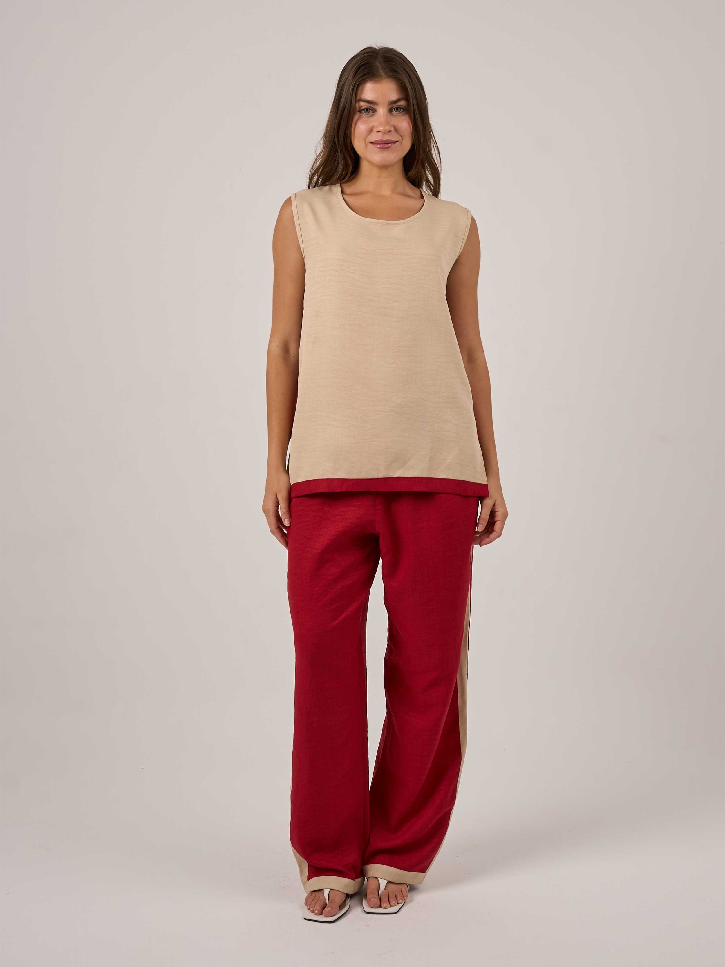 Beige/Red