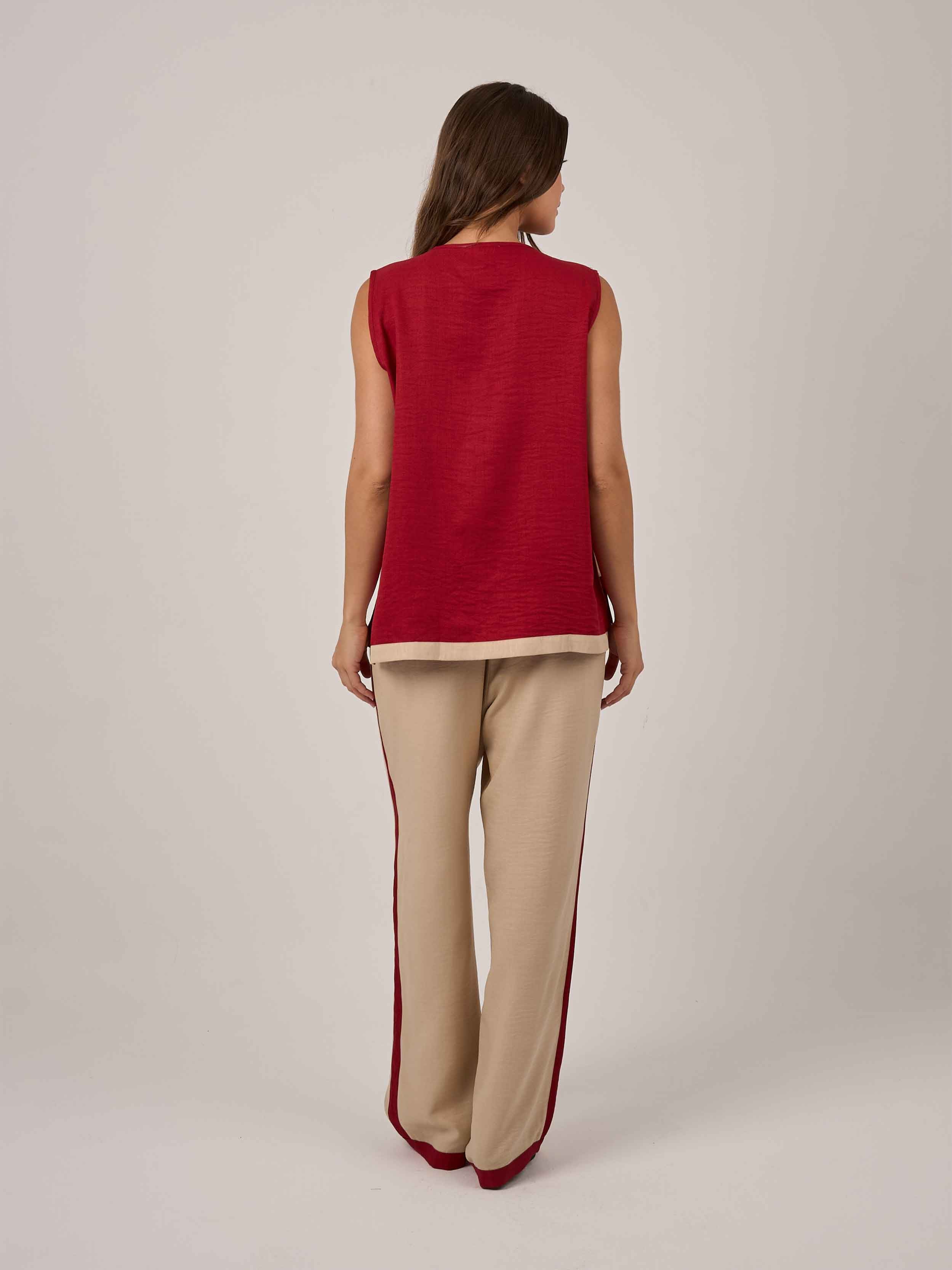 Beige/Red
