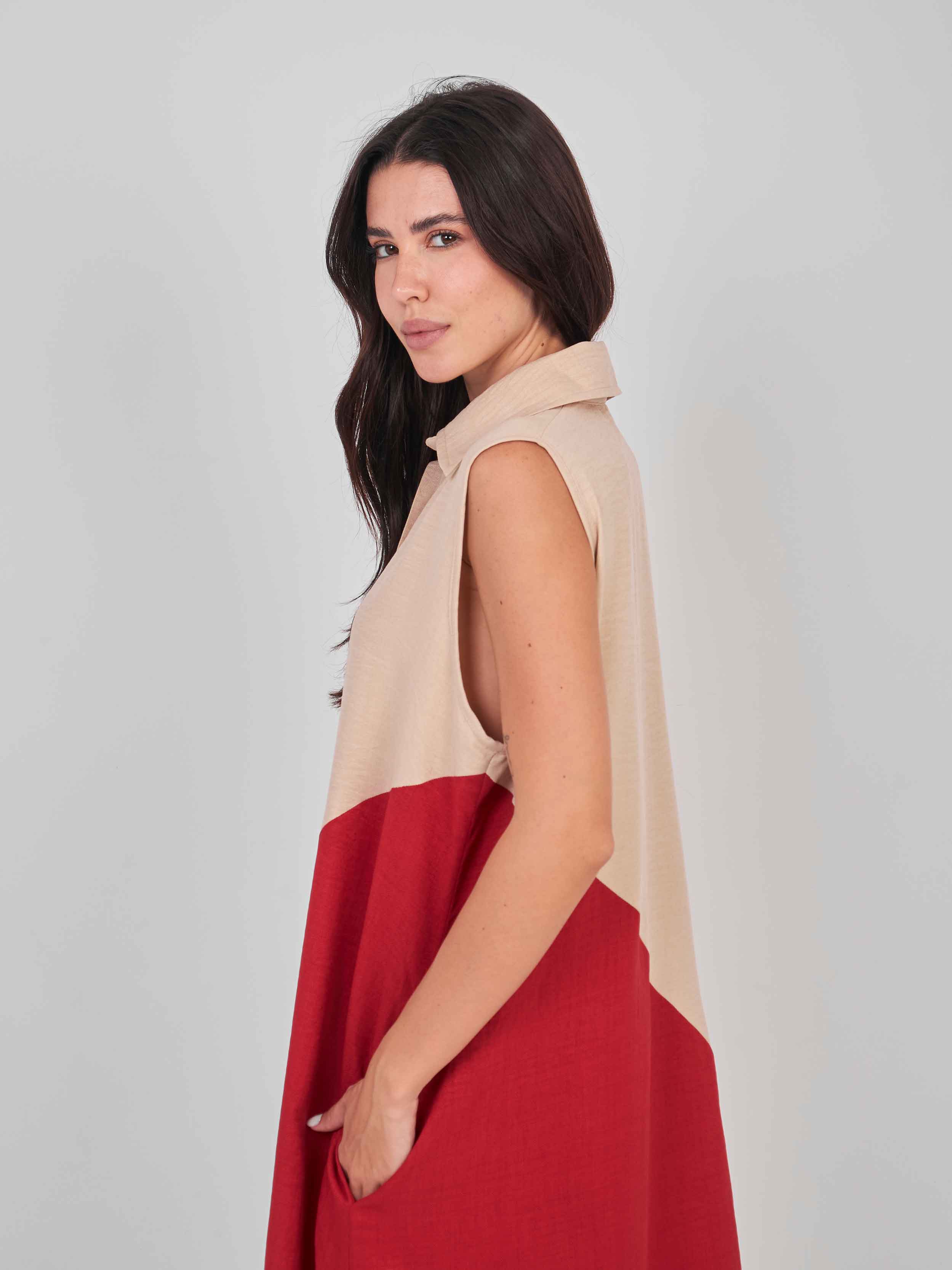 Beige/Red