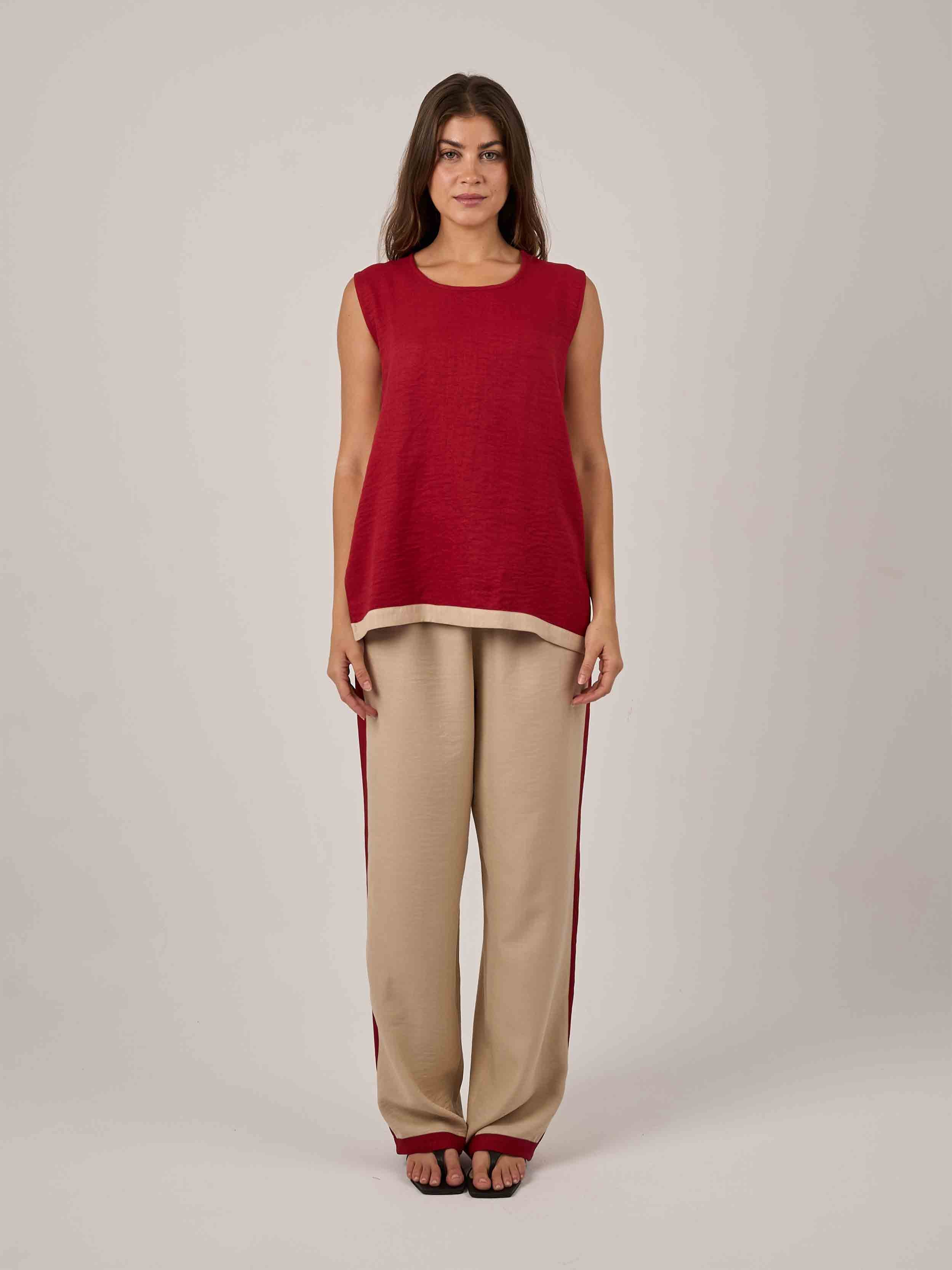 Beige/Red
