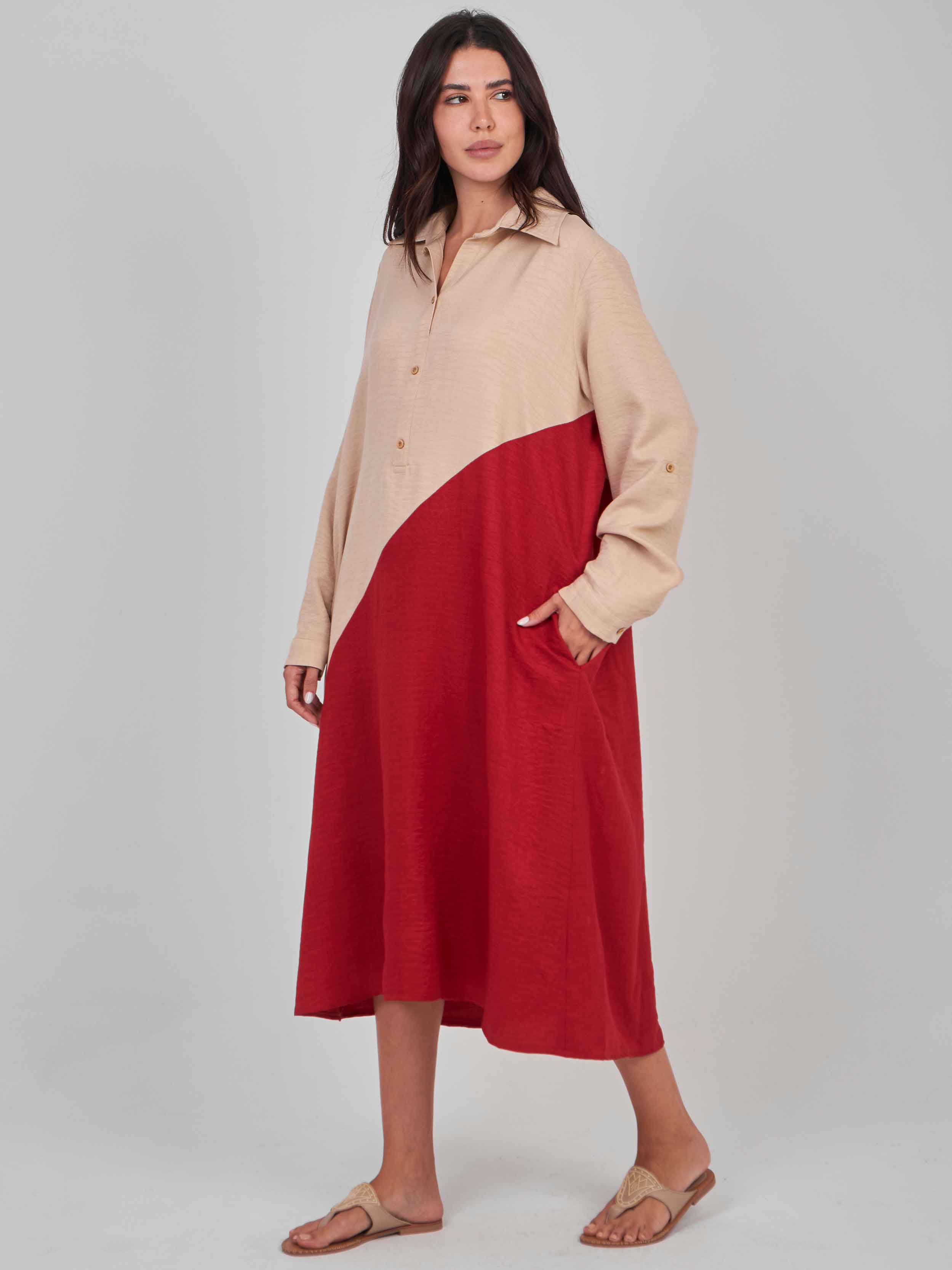 Beige/Red