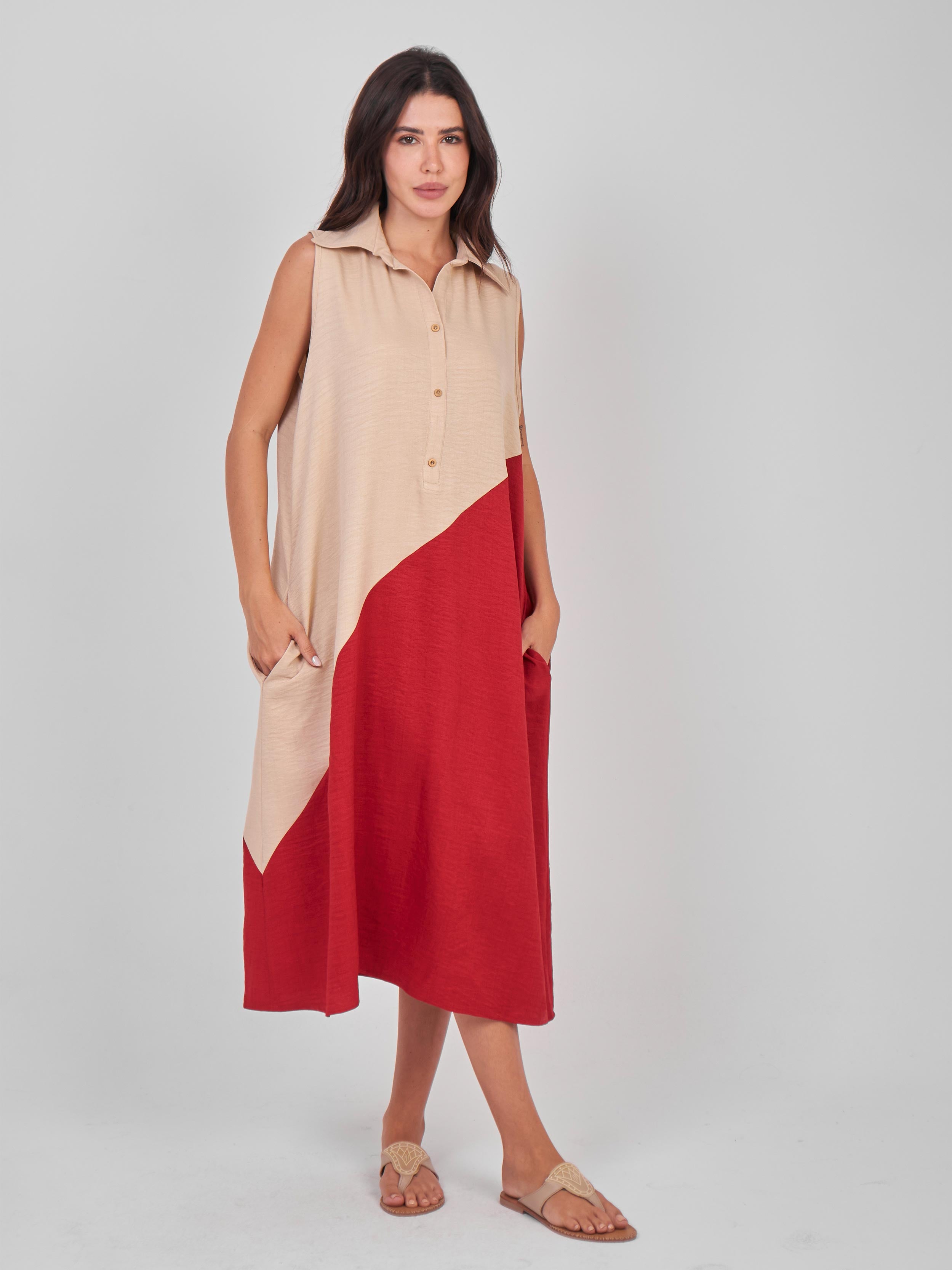 Beige/Red