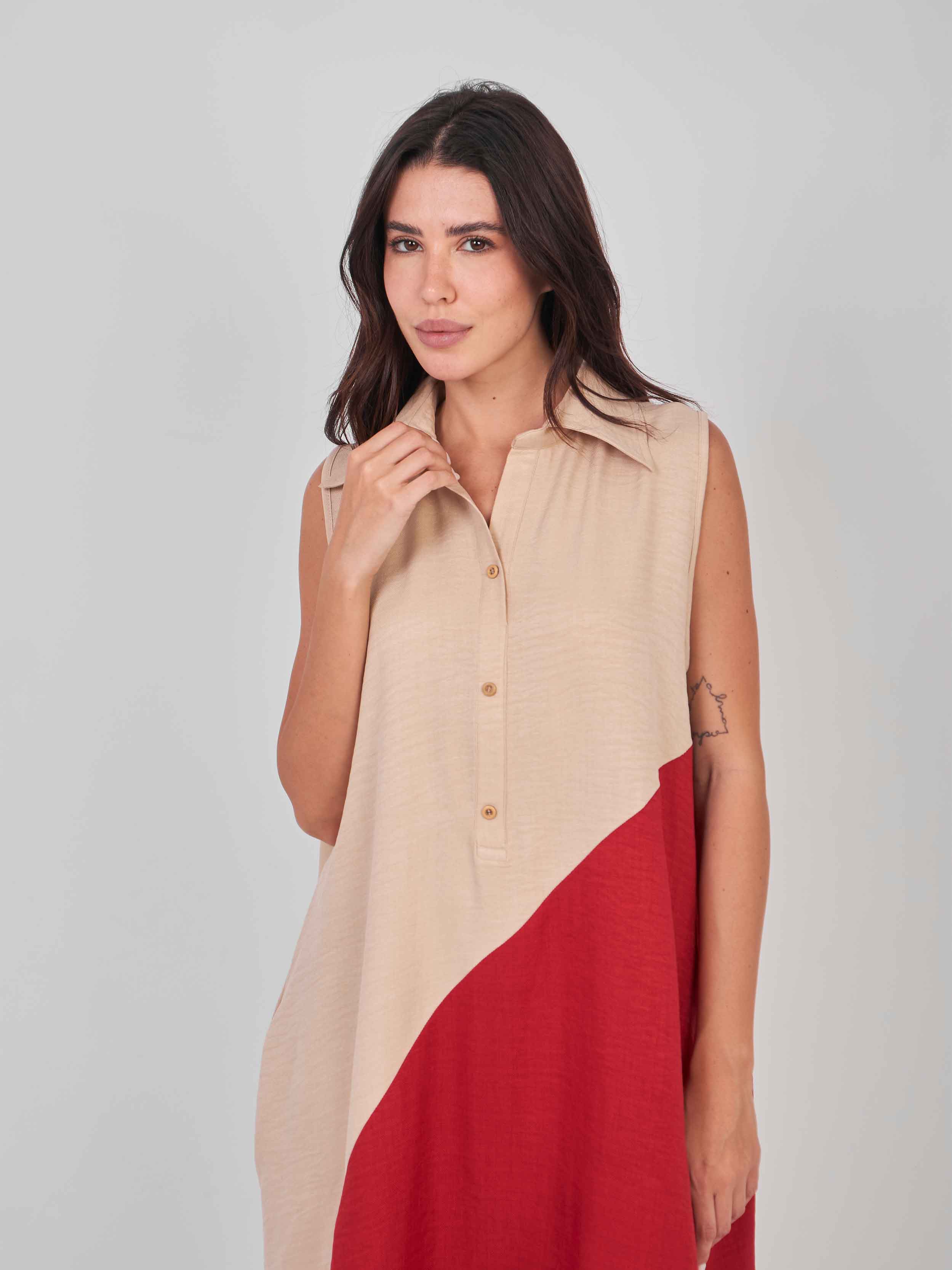 Beige/Red